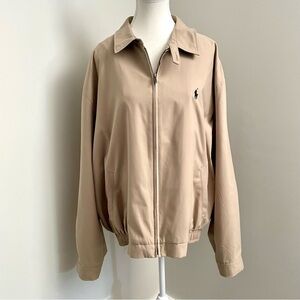 Vintage Polo Ralph Lauren 90's Harrington Khaki Bomber Jacket Preppy Size XL